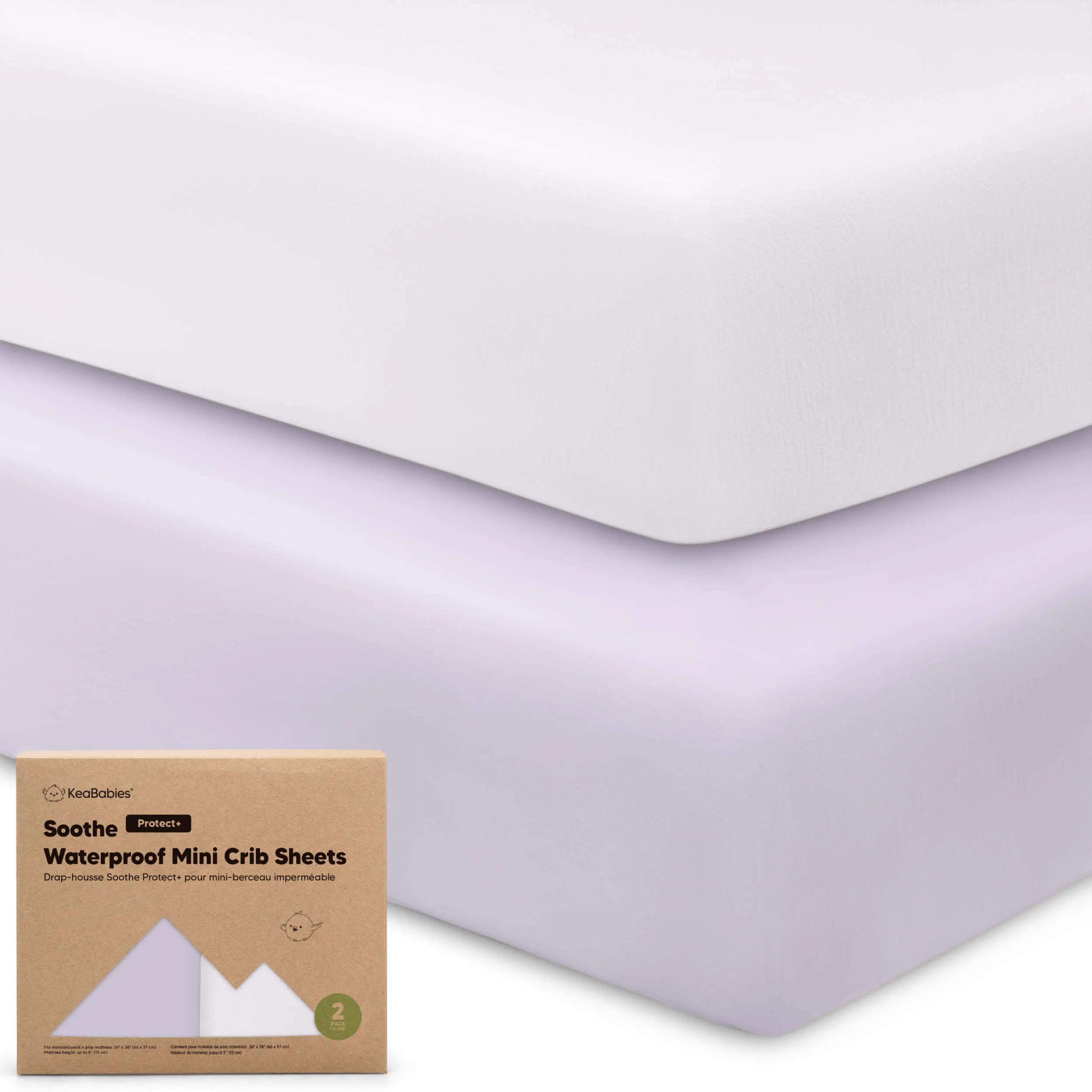 2-Pack Soothe [Protect ] Waterproof Mini Crib Sheets