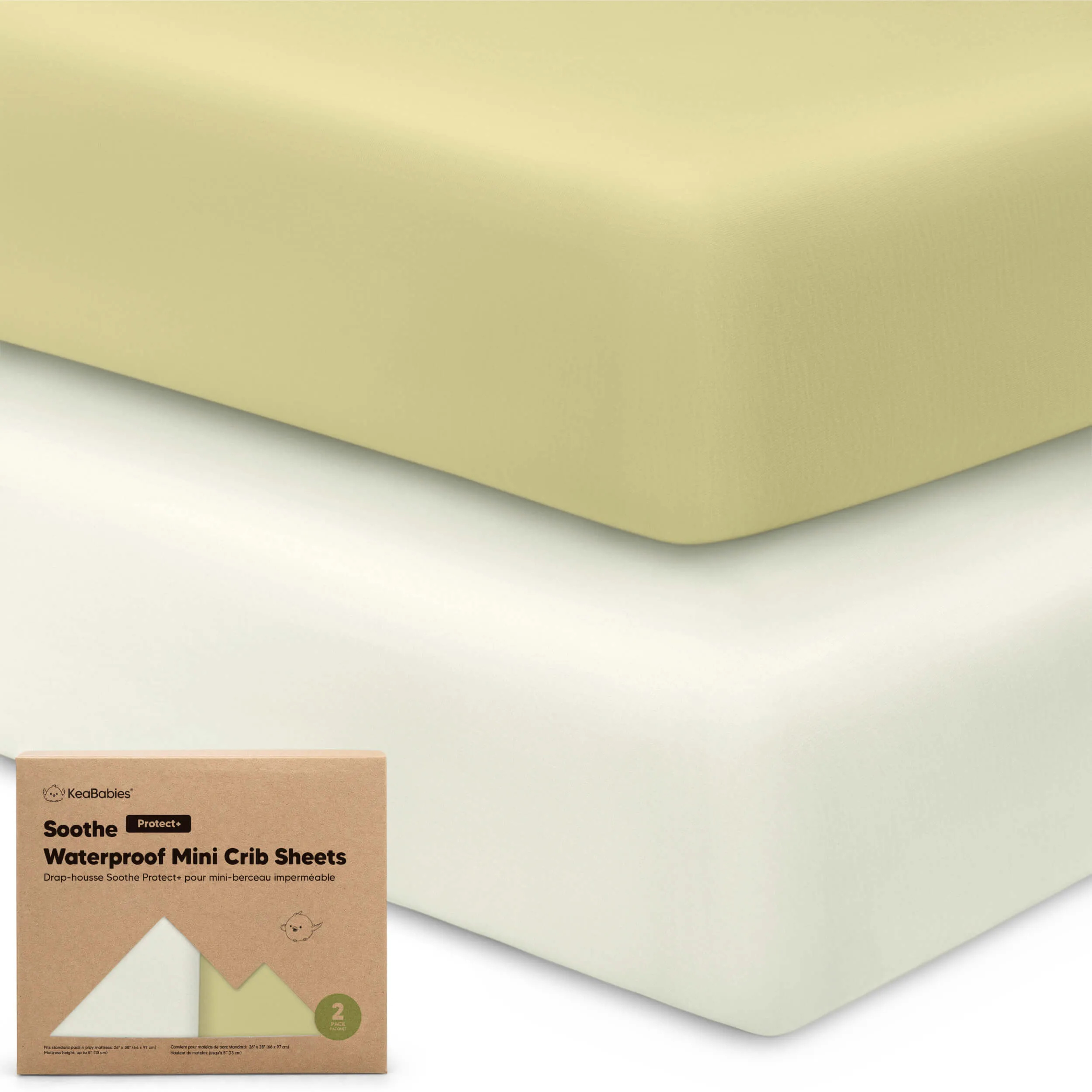 2-Pack Soothe [Protect ] Waterproof Mini Crib Sheets