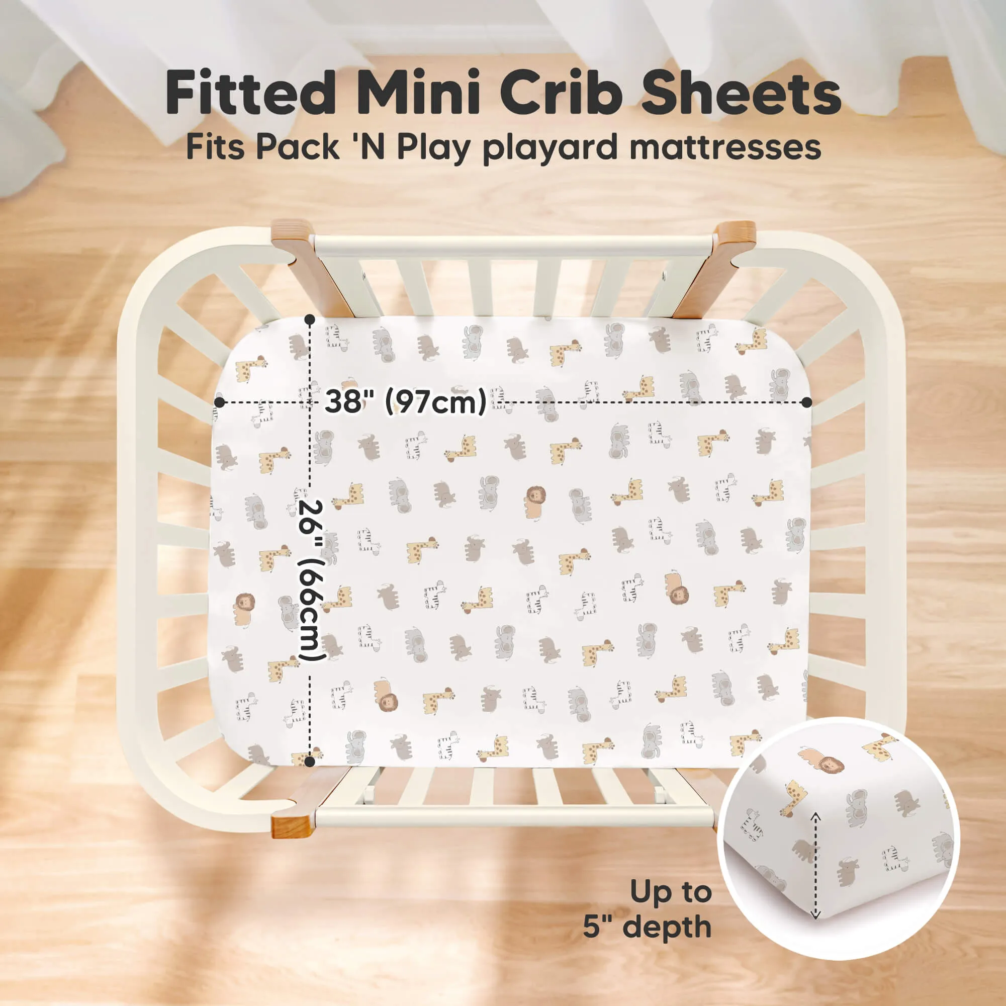 2-Pack Soothe [Protect ] Waterproof Mini Crib Sheets