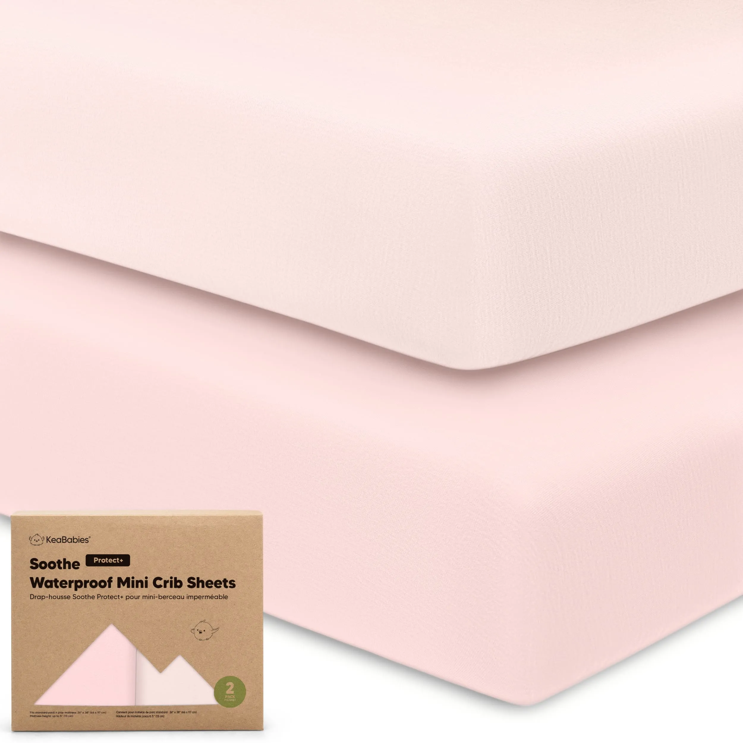 2-Pack Soothe [Protect ] Waterproof Mini Crib Sheets