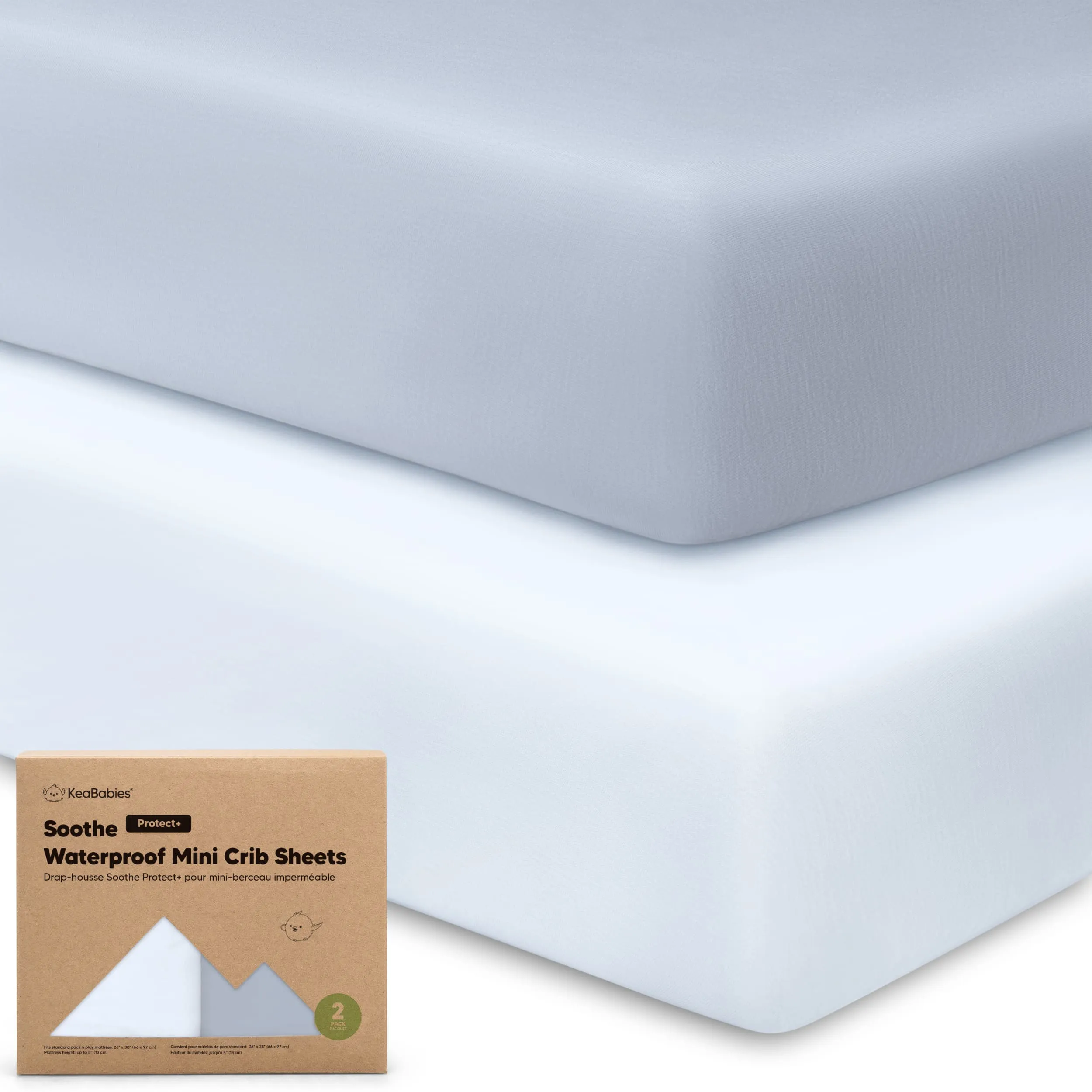 2-Pack Soothe [Protect ] Waterproof Mini Crib Sheets