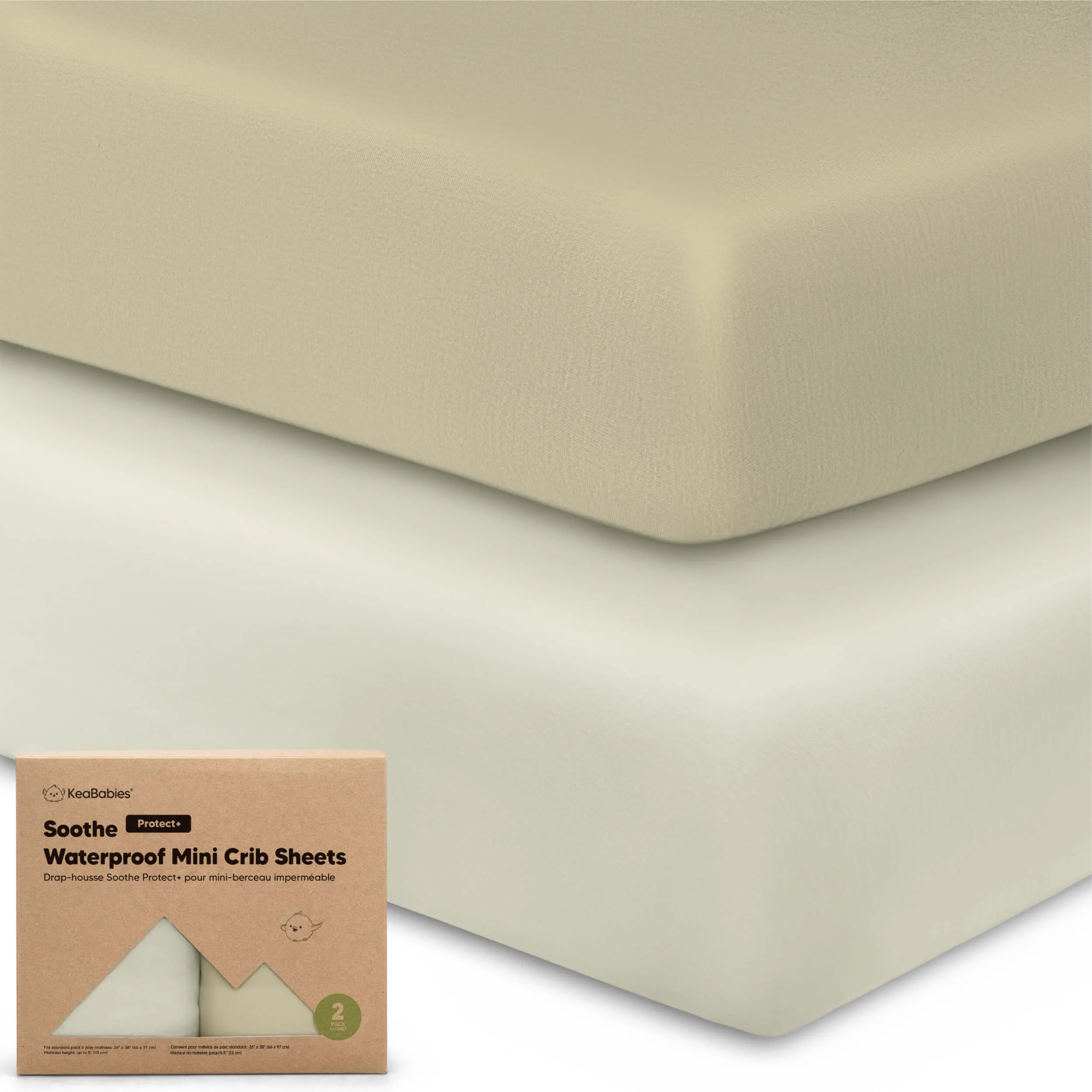 2-Pack Soothe [Protect ] Waterproof Mini Crib Sheets
