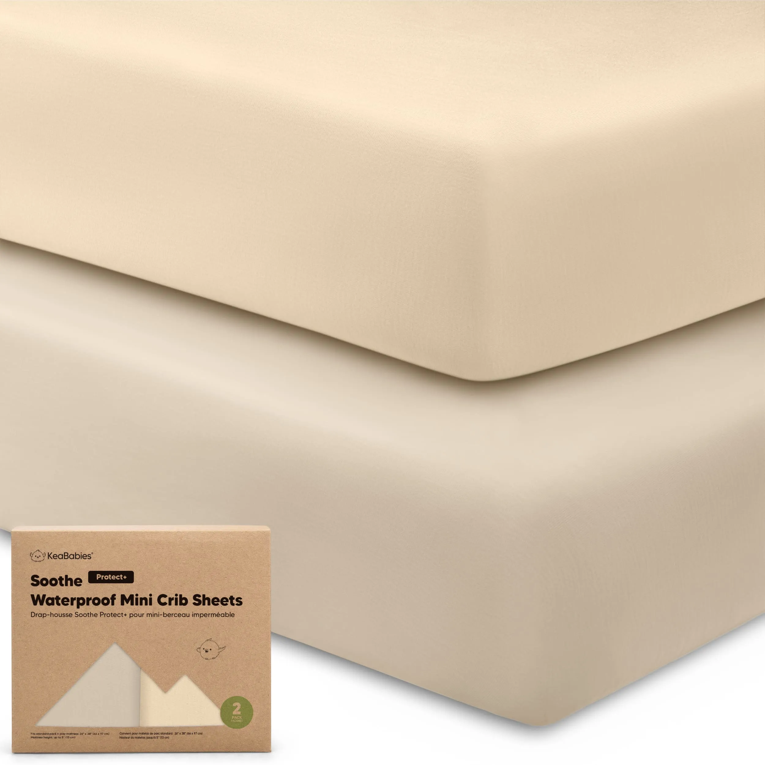 2-Pack Soothe [Protect ] Waterproof Mini Crib Sheets