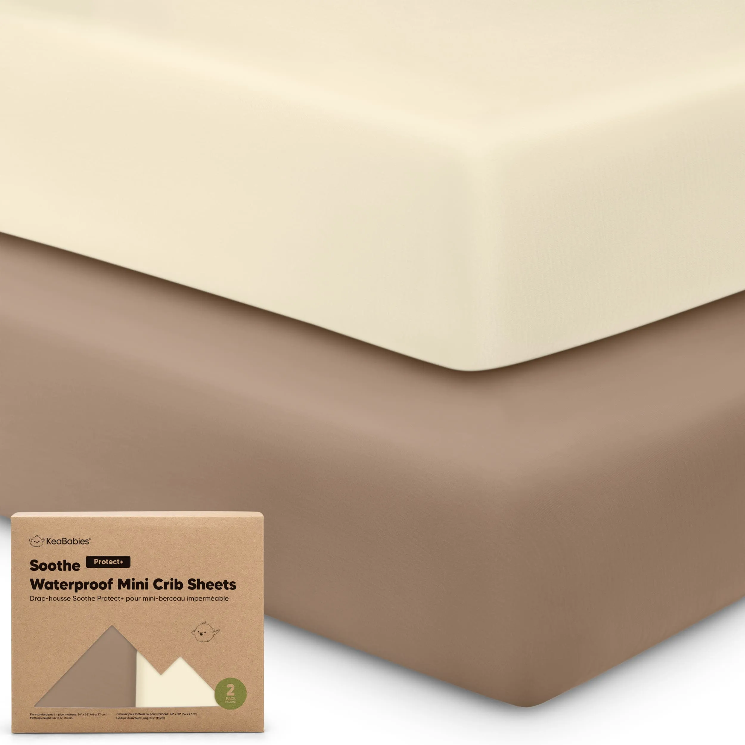 2-Pack Soothe [Protect ] Waterproof Mini Crib Sheets