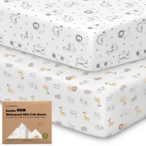 2-Pack Soothe [Protect ] Waterproof Mini Crib Sheets