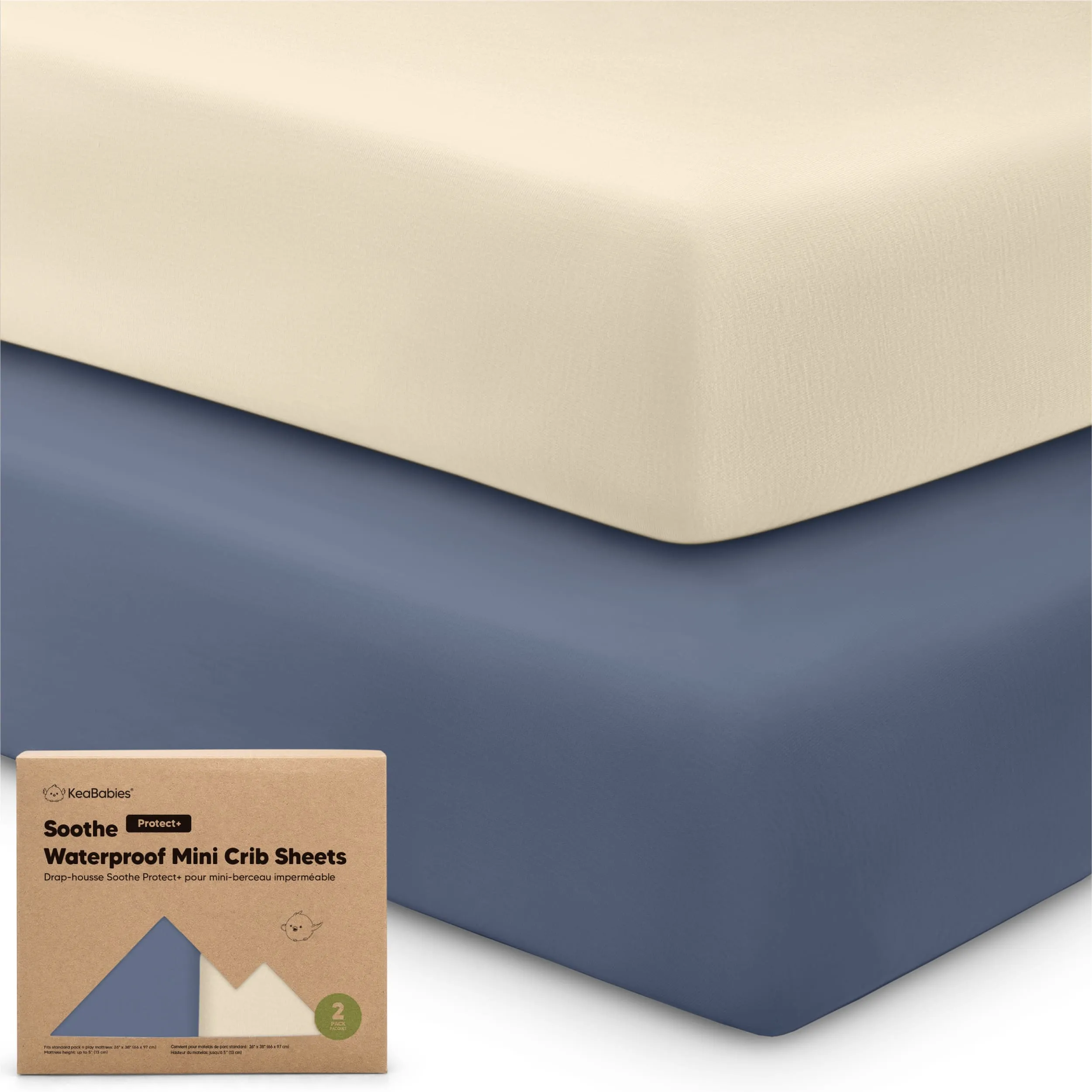 2-Pack Soothe [Protect ] Waterproof Mini Crib Sheets