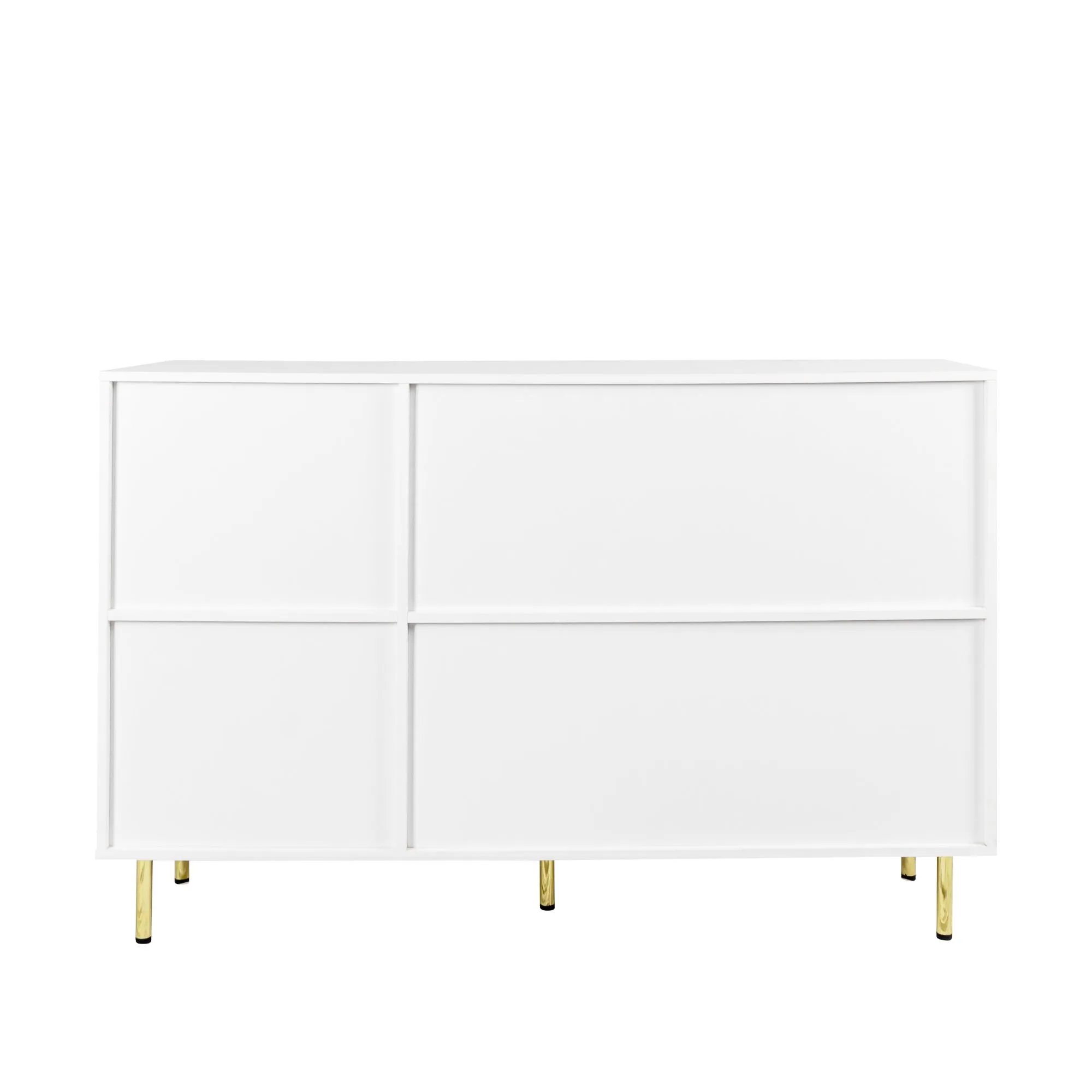 3 Door Large Storage Sideboard With Handles For Kitchen, Dining Room And Living Room, Accent Buffet Cabinet, Coffee Bar Sideboard Cabinet With 3 Doors - White / Gold