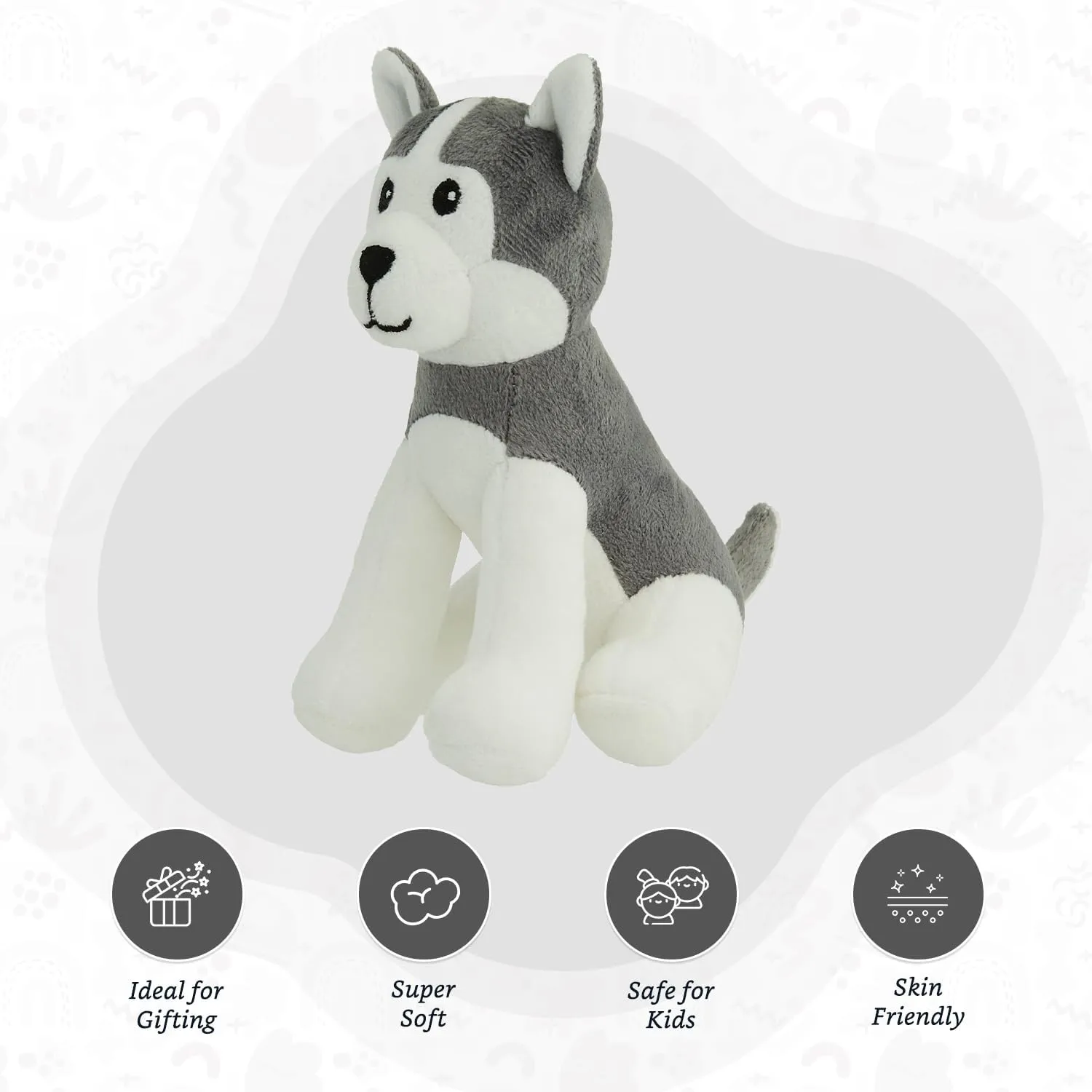 Amazon Brand - Jam & Honey Husky Dog, Plush/Soft Toy for Boys, Girls and Kids, Super-Soft, Safe, Great Birthday Gift (Grey and White, 17 cm)