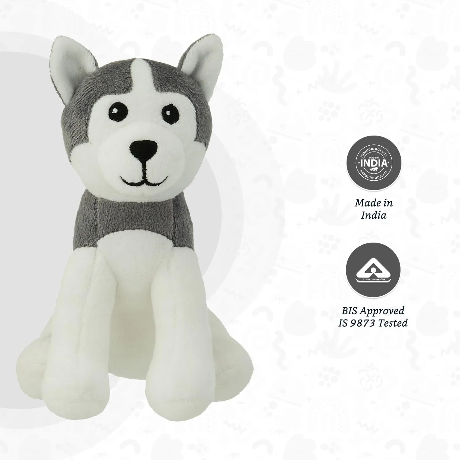 Amazon Brand - Jam & Honey Husky Dog, Plush/Soft Toy for Boys, Girls and Kids, Super-Soft, Safe, Great Birthday Gift (Grey and White, 17 cm)