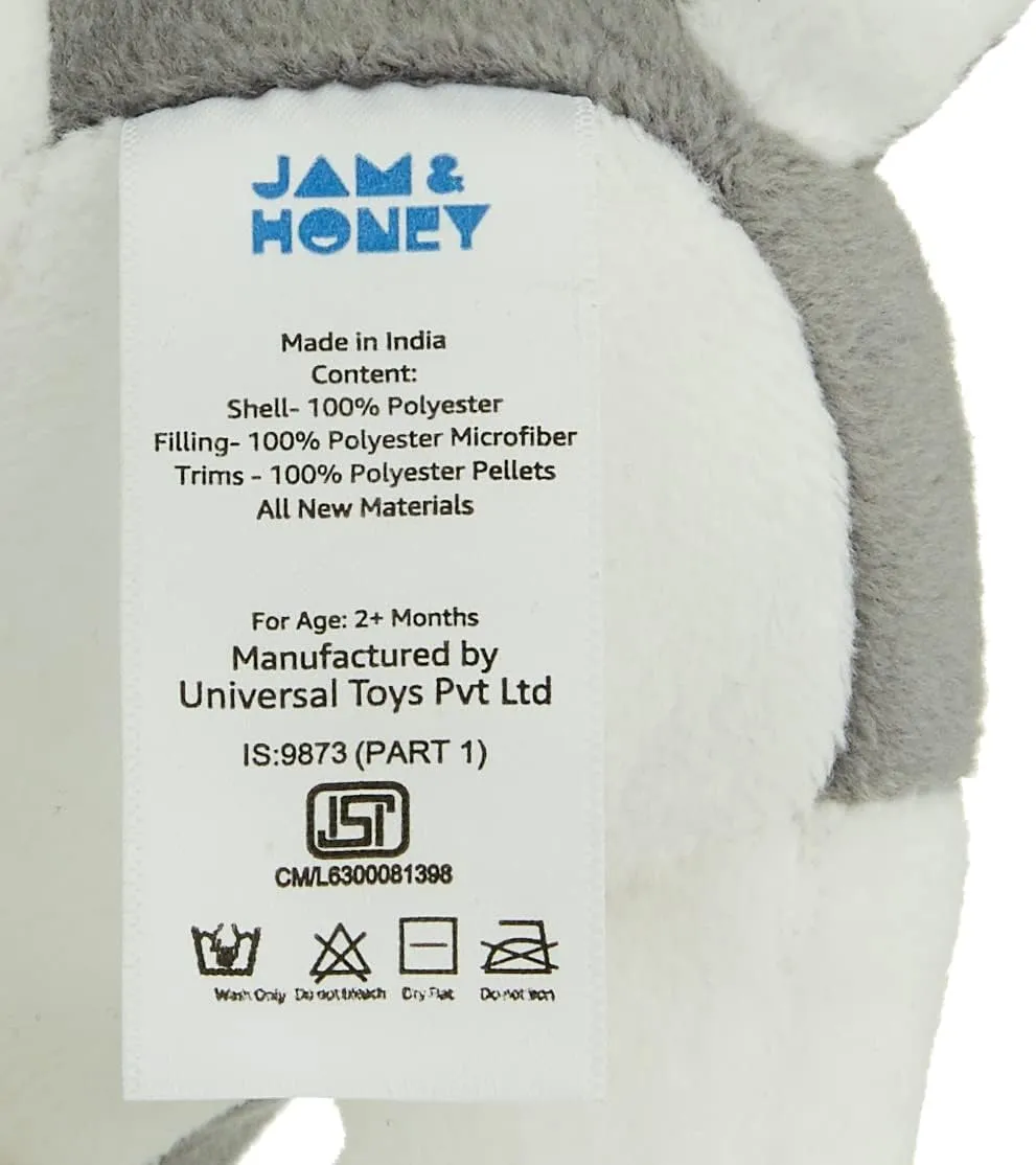 Amazon Brand - Jam & Honey Husky Dog, Plush/Soft Toy for Boys, Girls and Kids, Super-Soft, Safe, Great Birthday Gift (Grey and White, 17 cm)