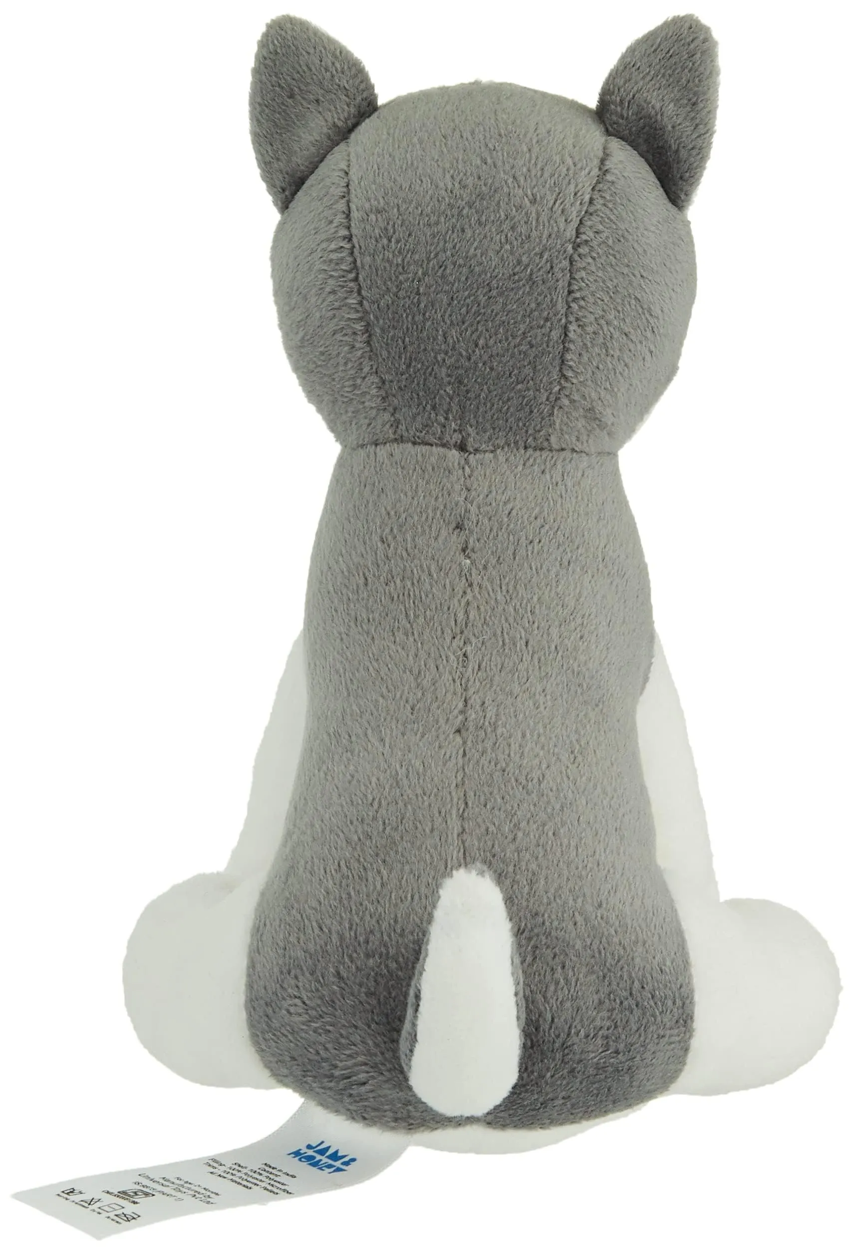 Amazon Brand - Jam & Honey Husky Dog, Plush/Soft Toy for Boys, Girls and Kids, Super-Soft, Safe, Great Birthday Gift (Grey and White, 17 cm)