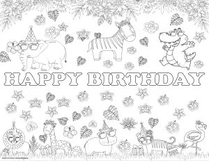Animal Party Coloring Page