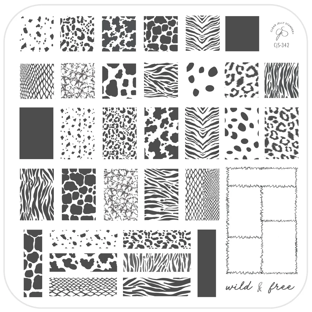 Animal Print Patchwork (CjS-342) Steel Nail Art Layered Stamping Plate