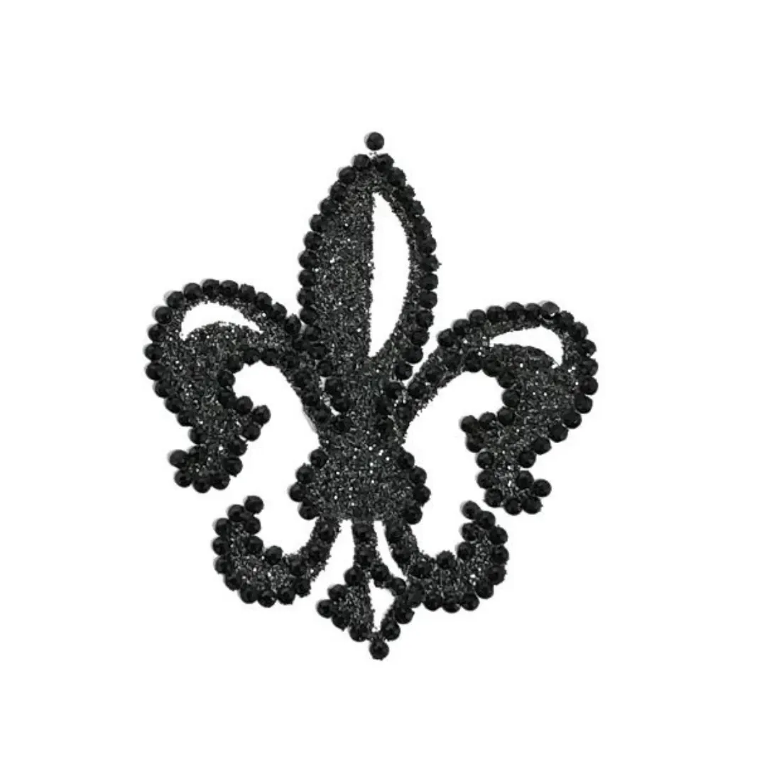 Black Glitter Fleur de Lis (Each)