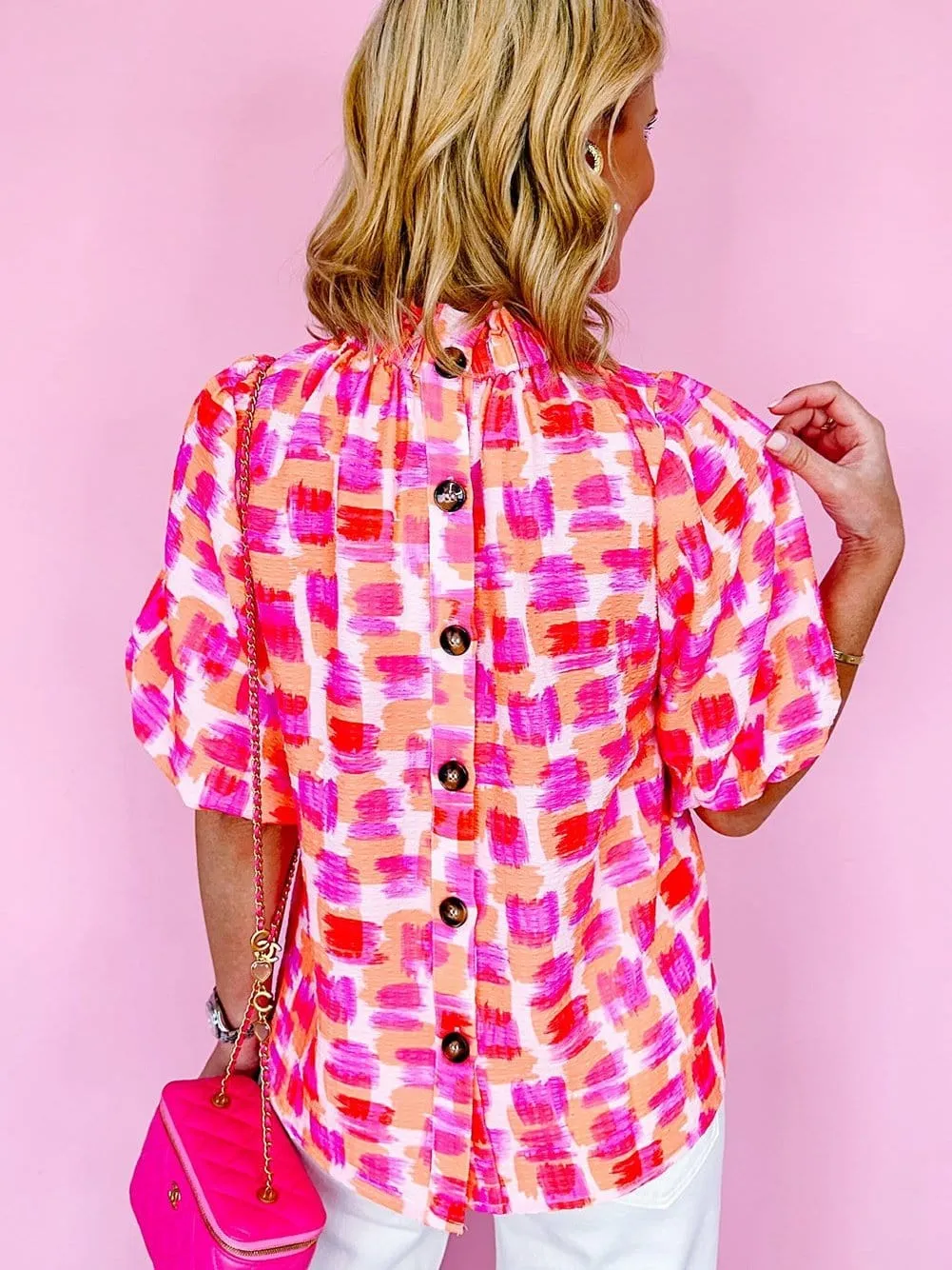 Brushstroke Print Blouse