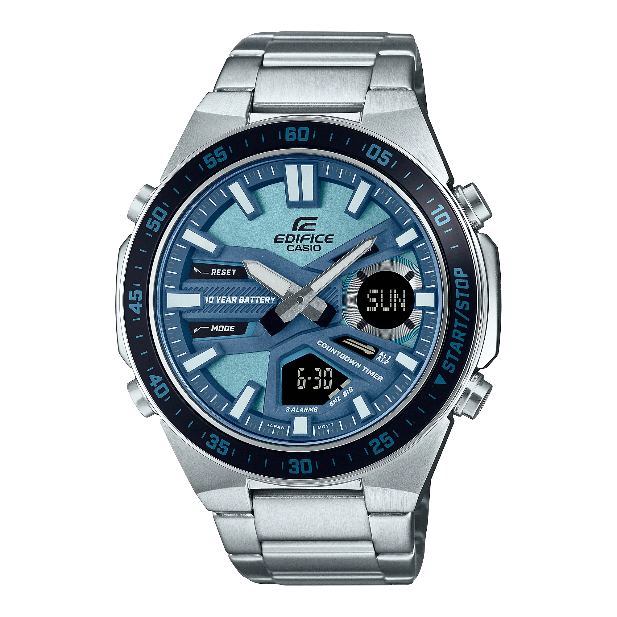 Casio Edifice Analog-Digital Blue Dial Stainless Steel Watch EFVC110D-2B