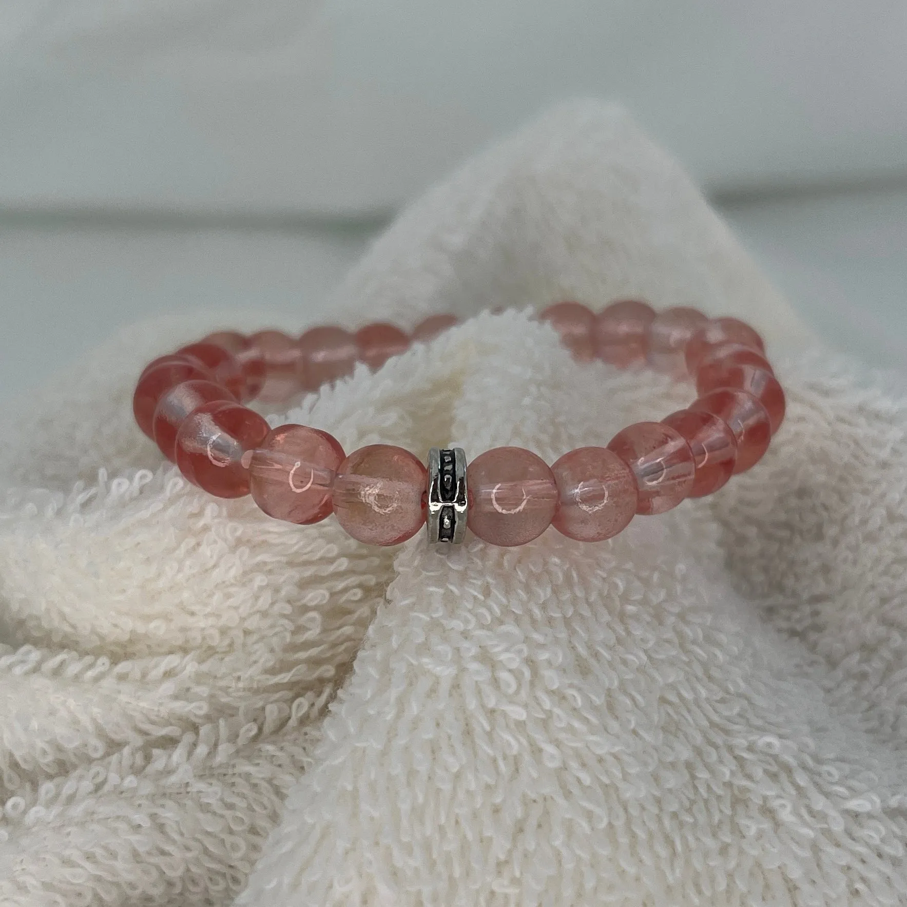 Clear Pink Beaded Stylish Stretchy Bracelet - Elegant