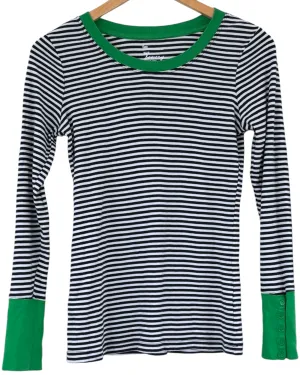 Cool Winter Stripe Button Cuff Long Sleeve Tee