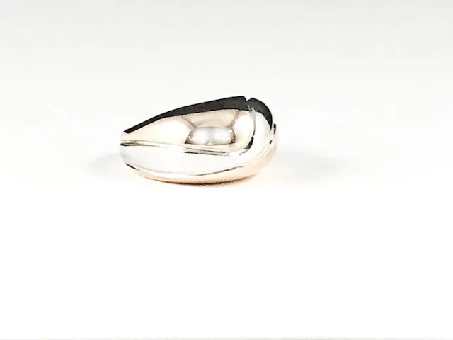 Creative Unique Shape Solid 2 Tone Metallic Silver Ring