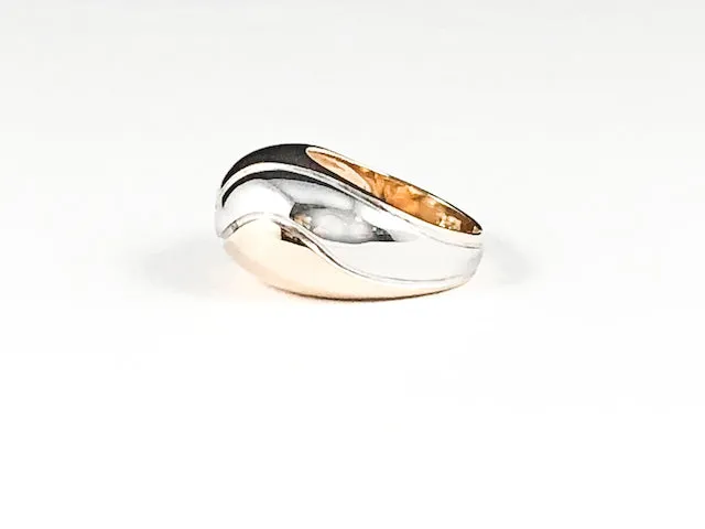 Creative Unique Shape Solid 2 Tone Metallic Silver Ring