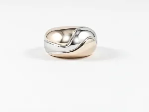 Creative Unique Shape Solid 2 Tone Metallic Silver Ring