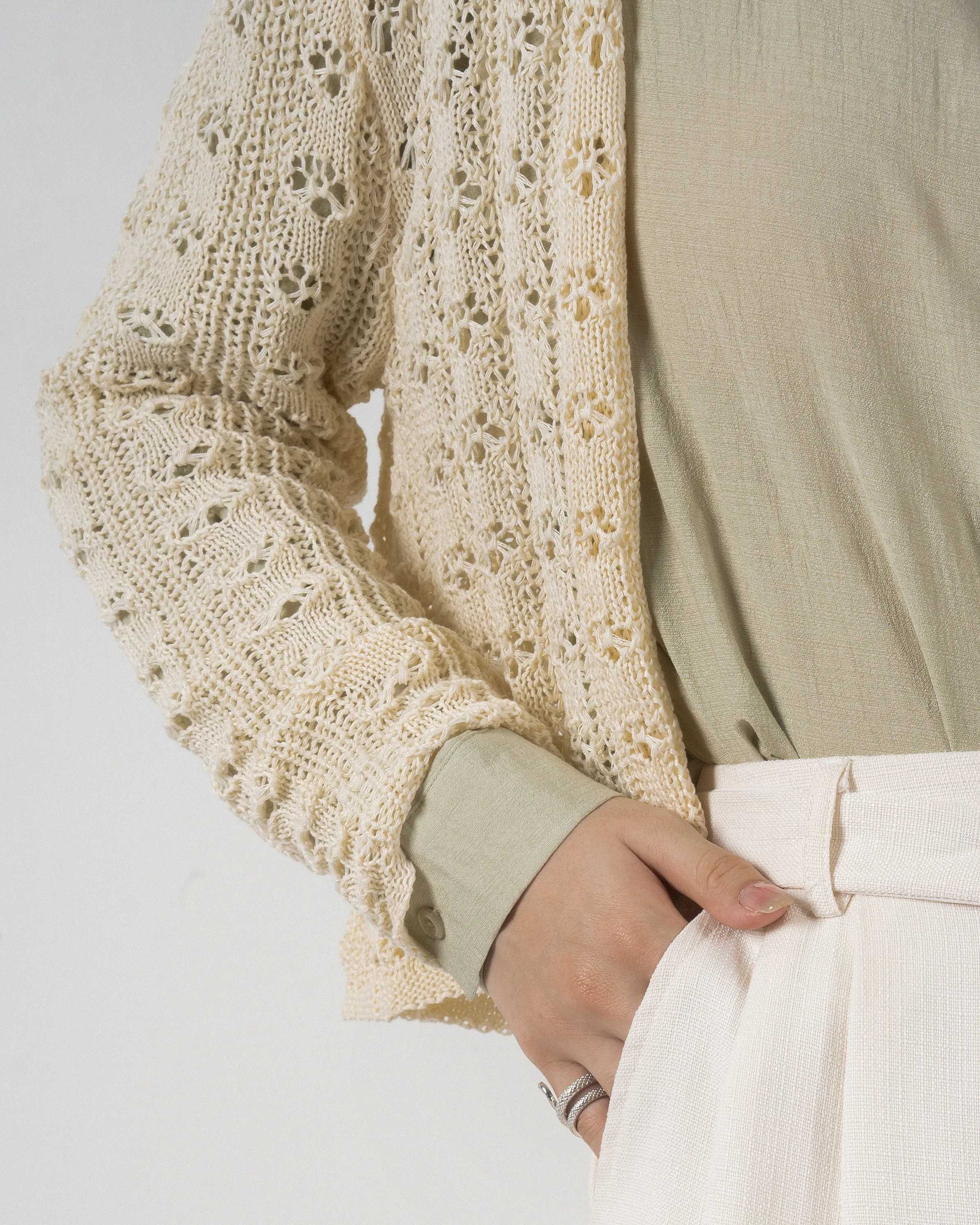 Eco Open Knit Cardigan (Beige)