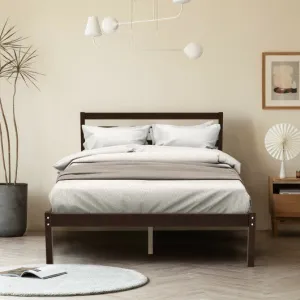 Full Size Bed frame Foundation with Solid Wooden Slat Suppor