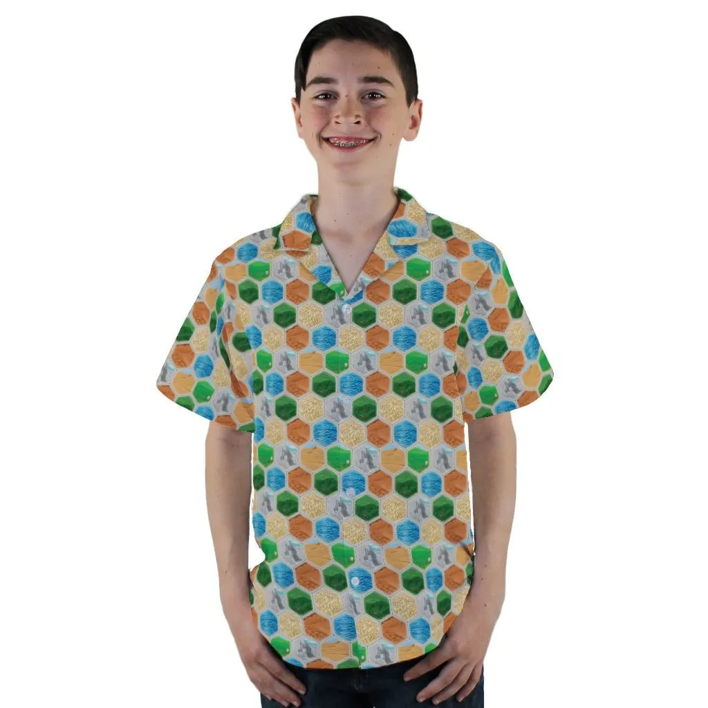 Hexagon Tile Board Game Youth Hawaiian Shirt