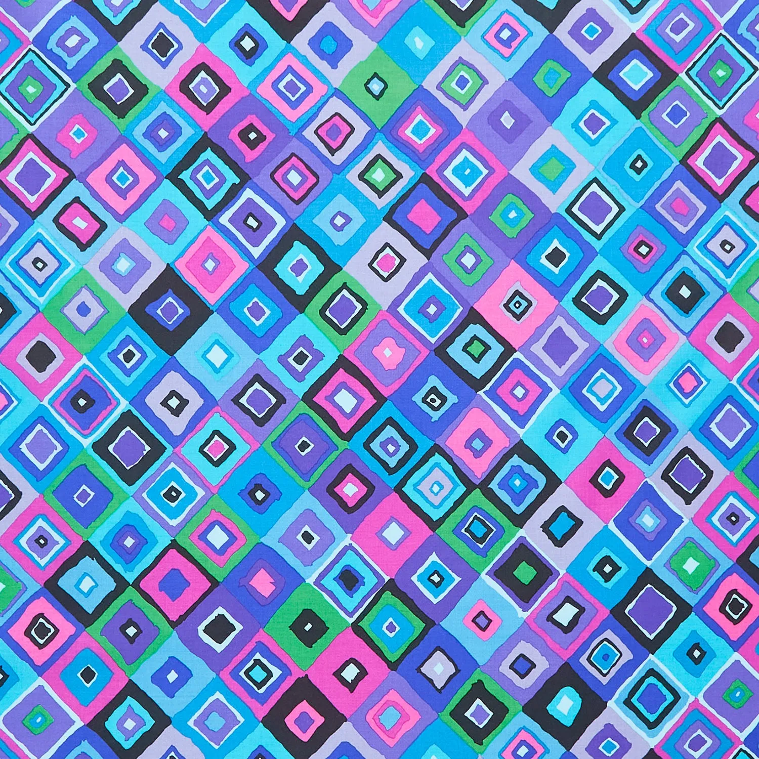 Kaffe Fassett Collective - February 2024 Bright Colorway Square Dance Blue Yardage