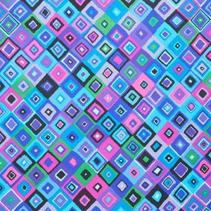 Kaffe Fassett Collective - February 2024 Bright Colorway Square Dance Blue Yardage