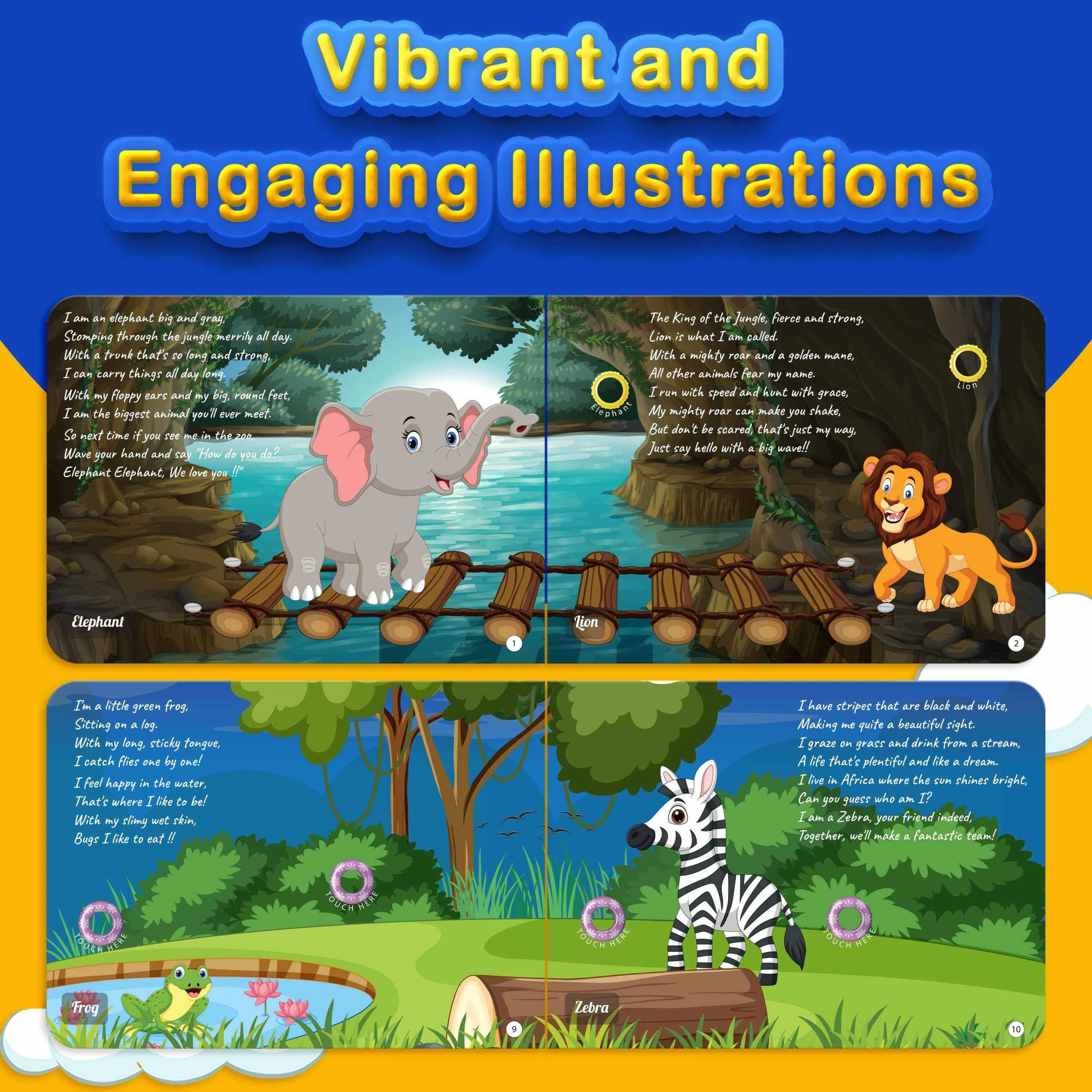 Kiddale 2-Pack Farm and Wild Animal Nursery Rhymes Sound Book