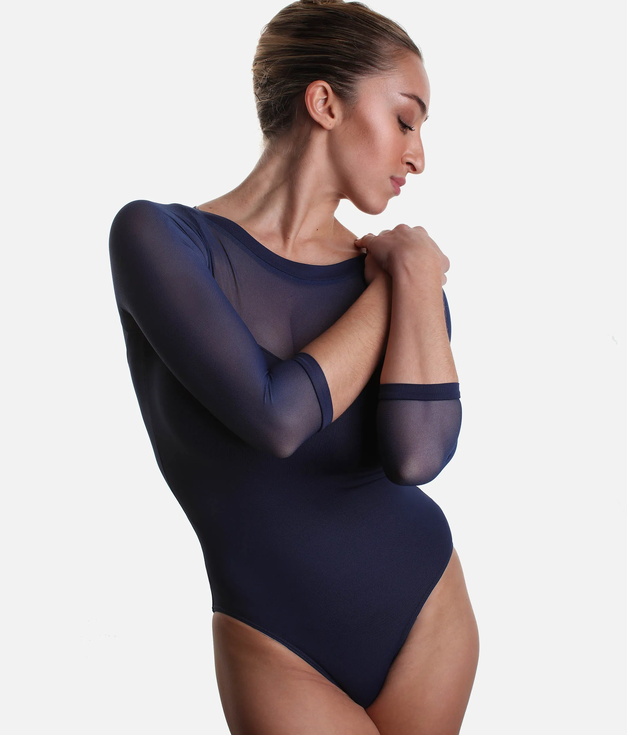 Long Mesh Sleeve Dance Leotard - SL129