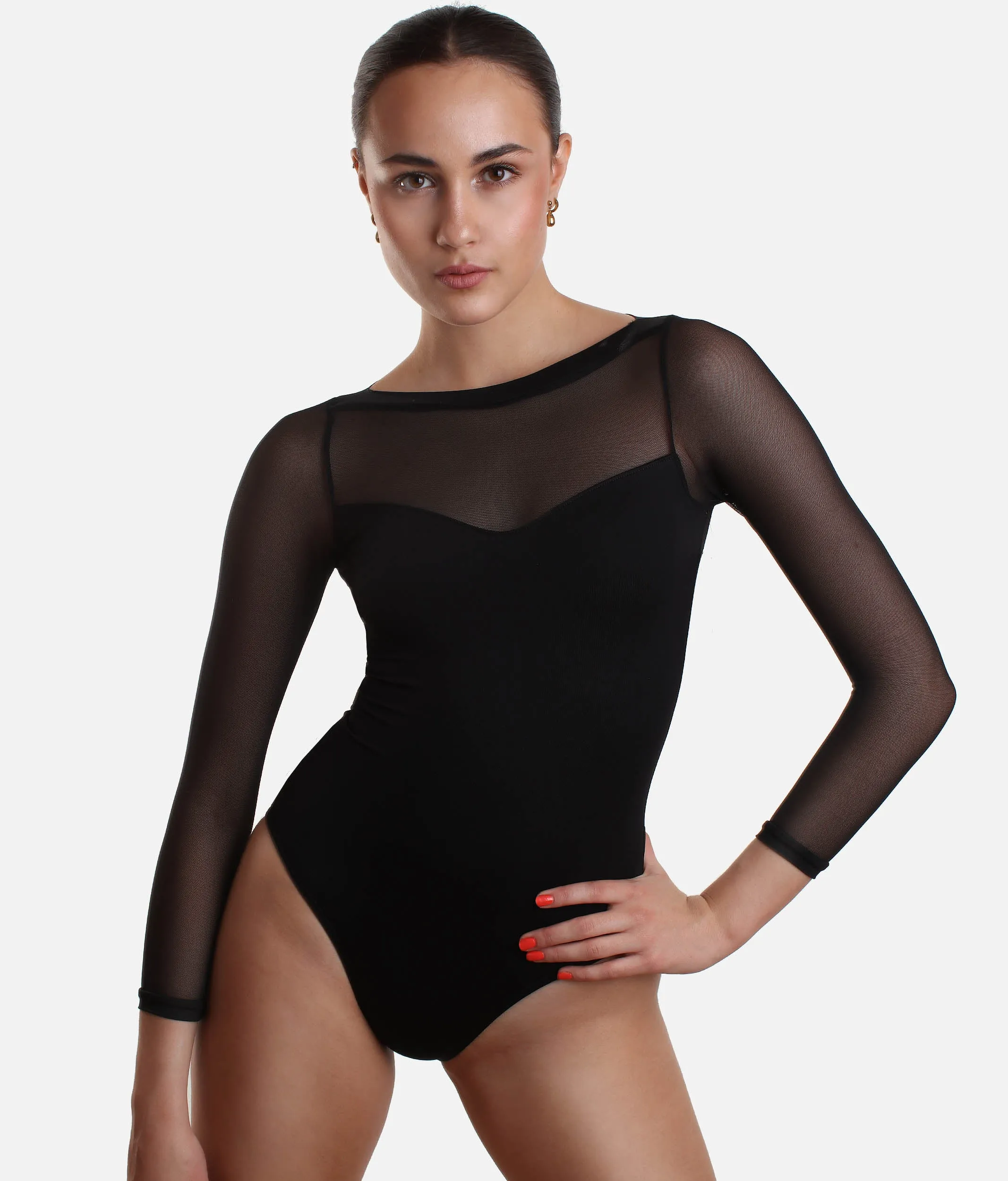 Long Mesh Sleeve Dance Leotard - SL129