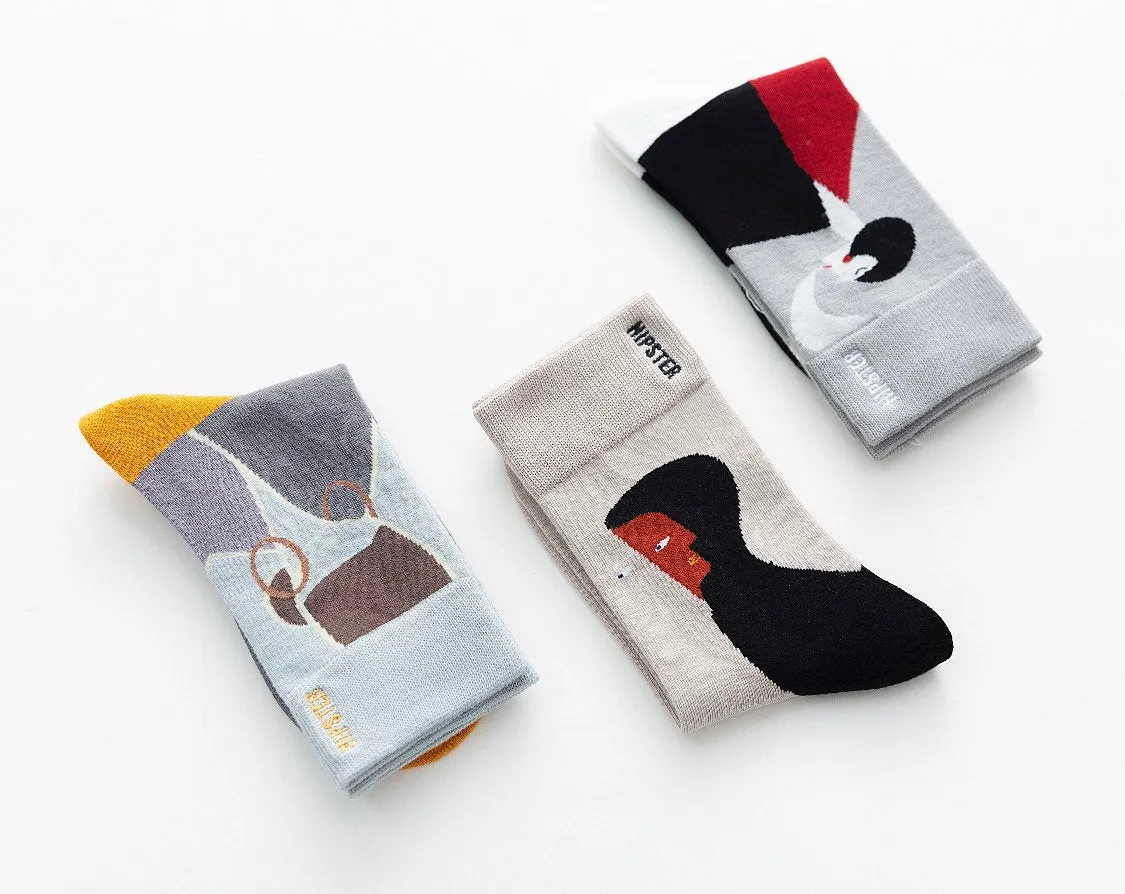 Miss June’s | Set 3 pair socks｜Creative | Colorful | Cool | Patterned | Designed | Unisex | Gift Idea | Art | Stylish | Comfort | Women