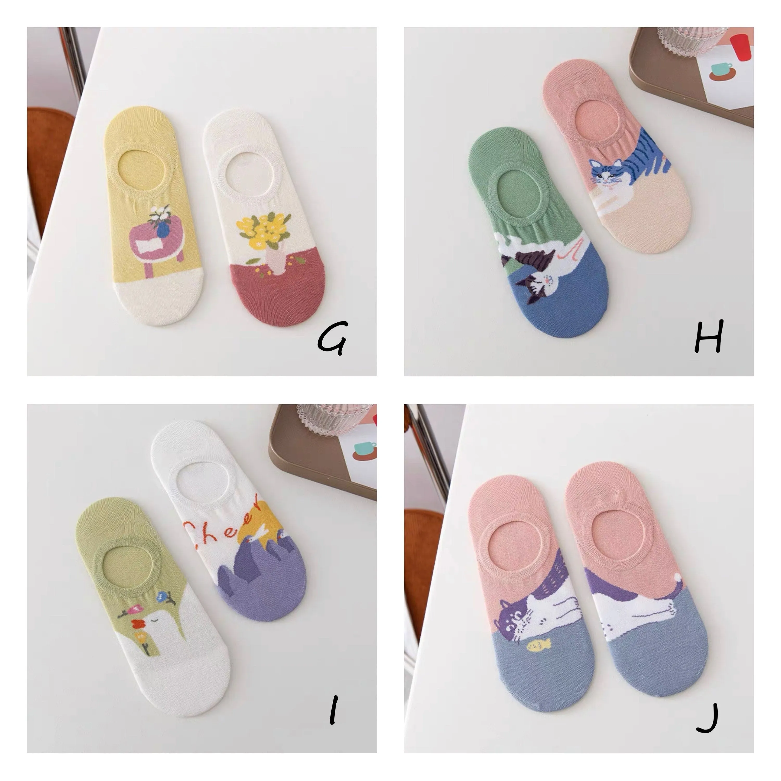 Miss June’s | Women’s 2 pairs cotton ankle socks｜animals | Patented | Daily | Cute  | Designed | Embroidered | Gift Idea | Comfortable |