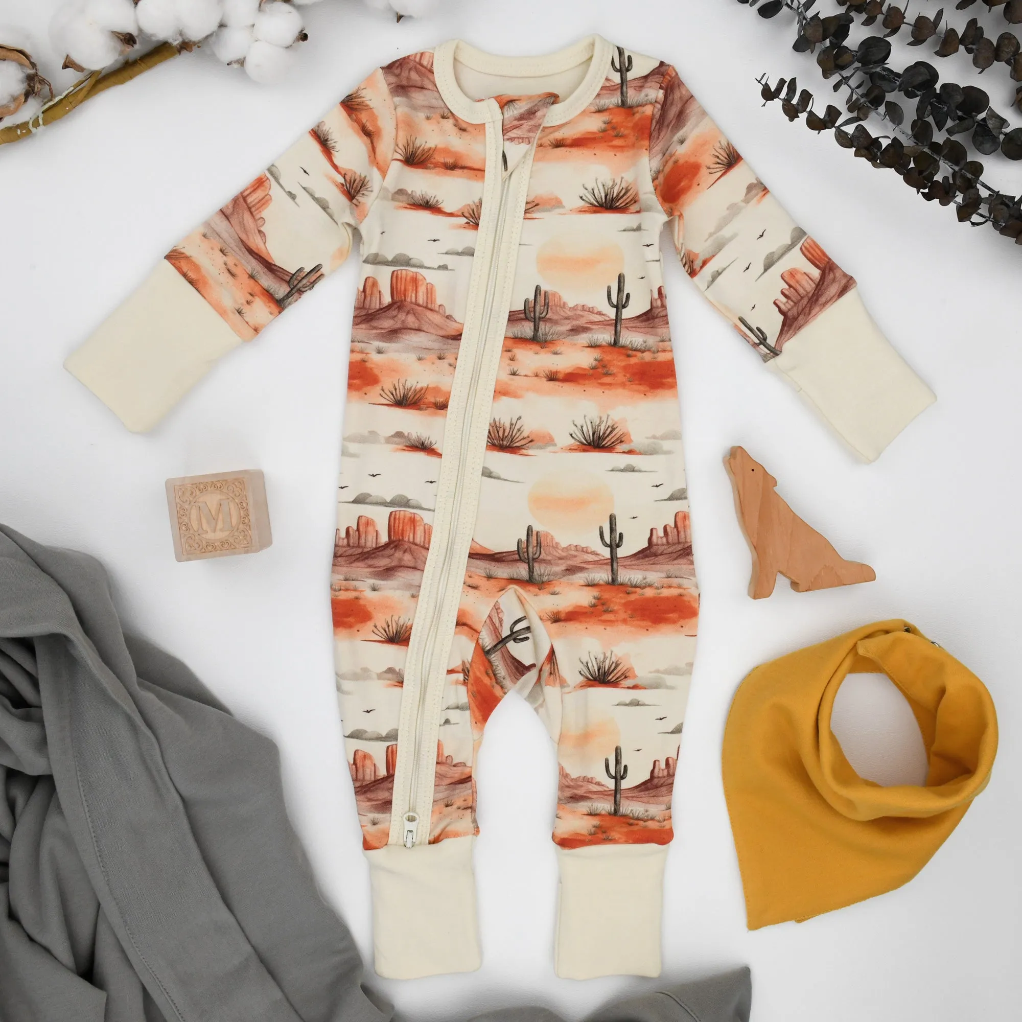 Organic Cotton Baby Pajamas 2-Way Zip Front Zipper Sleeper, Cliff