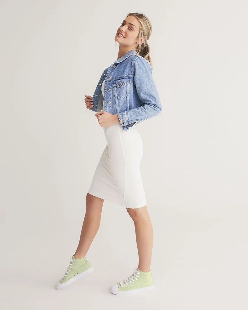 Pale Pastel Yellow Warm Green Women's High-top Canvas Sneakers | Women's | Bright Pale Pastel Yellow Warm Green | C8M0Y30K0