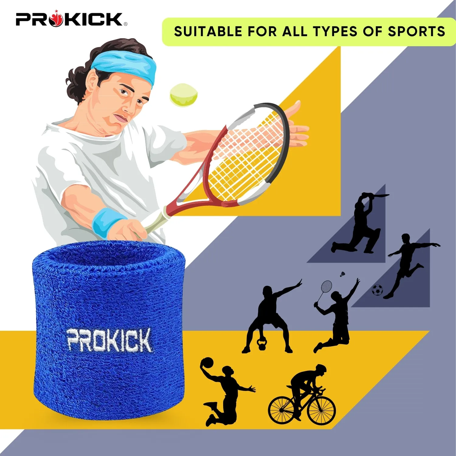 Prokick Cotton Wristband - Suitable for All Sports and Fitness Activities