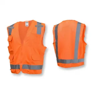 Radians SV7O Surveyor Type R Class 2 Safety Vest, Hi-Vis Orange, 1 Each
