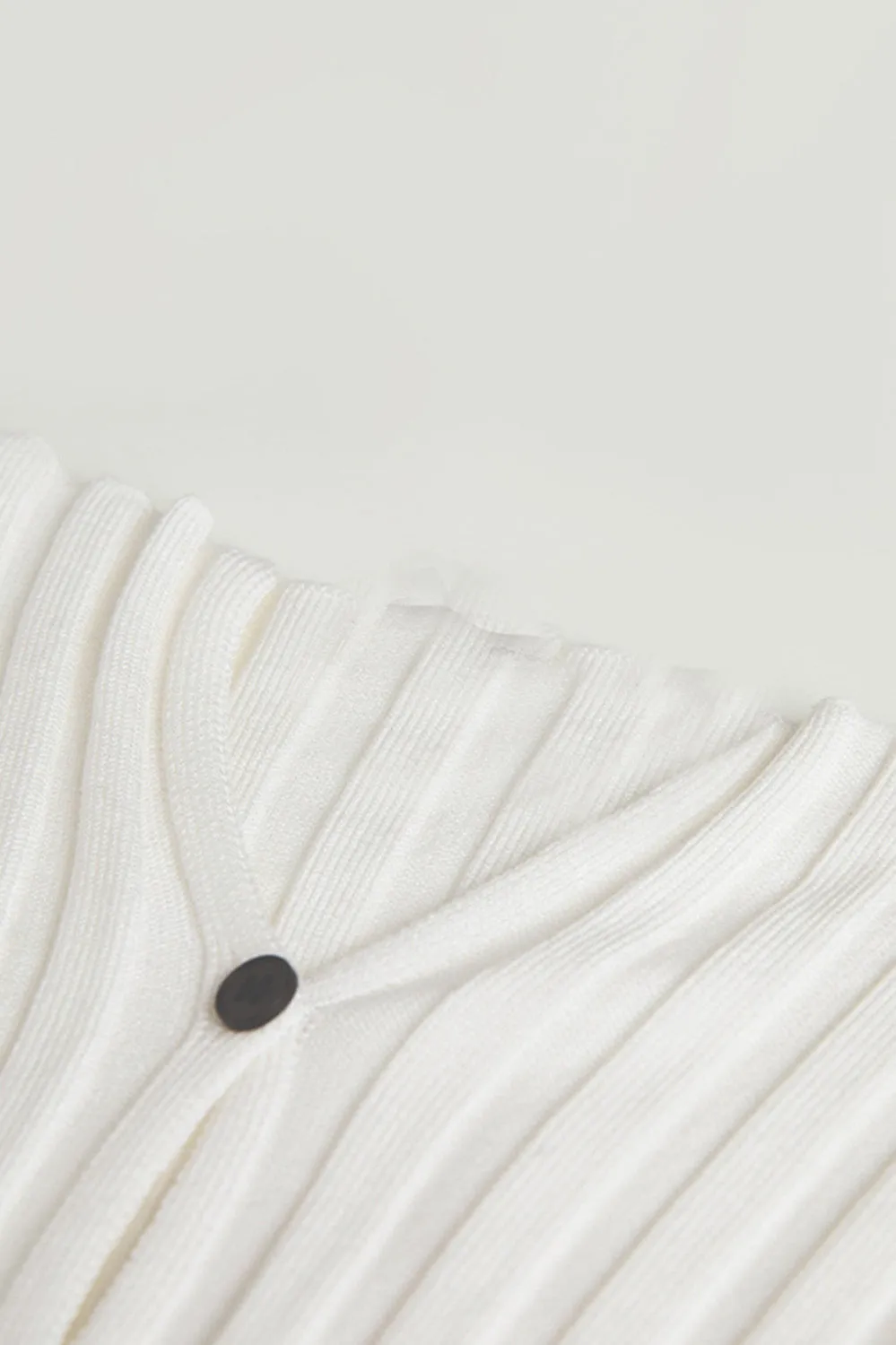 Ribbed Crop Top with Cuts - White