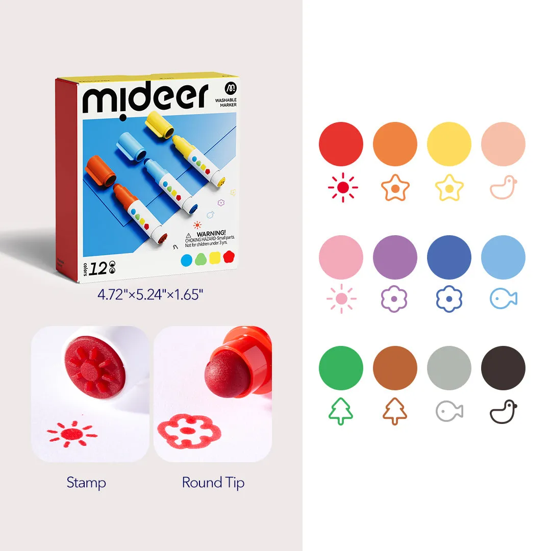 Round-Tip Stamper Washable Marker 12 Colors