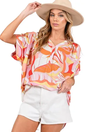 SAGE   FIG Abstract Print Half Button Blouse