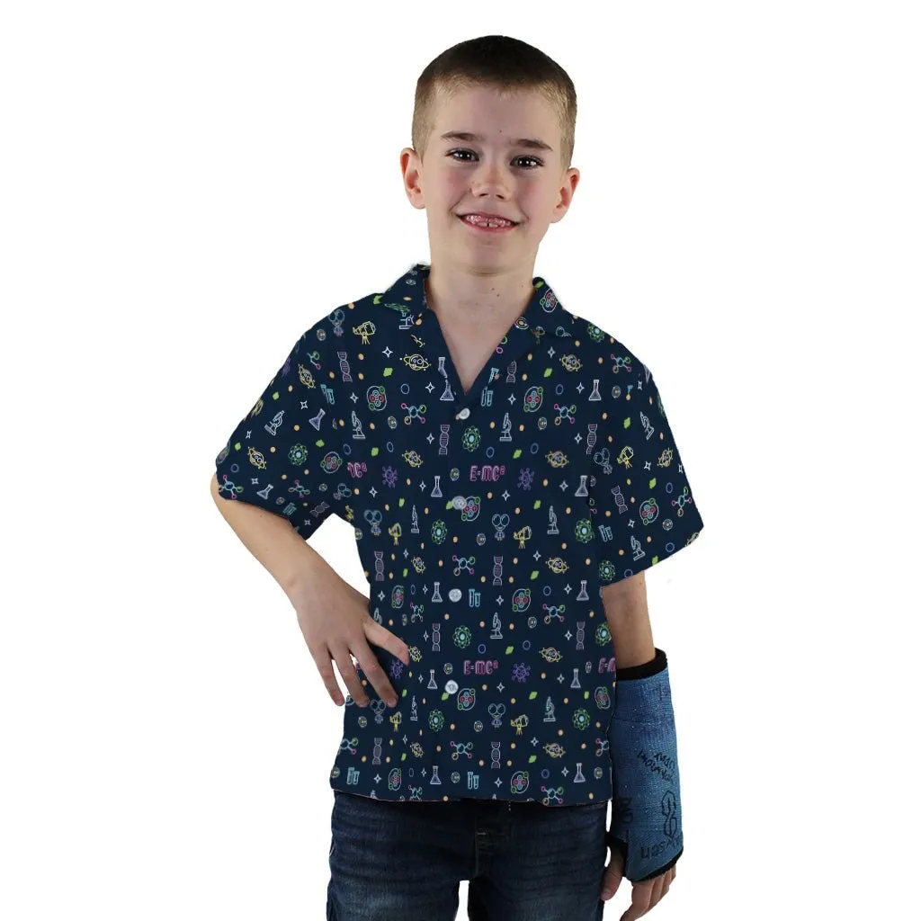 Science DNA Molecules Dark Navy Youth Hawaiian Shirt