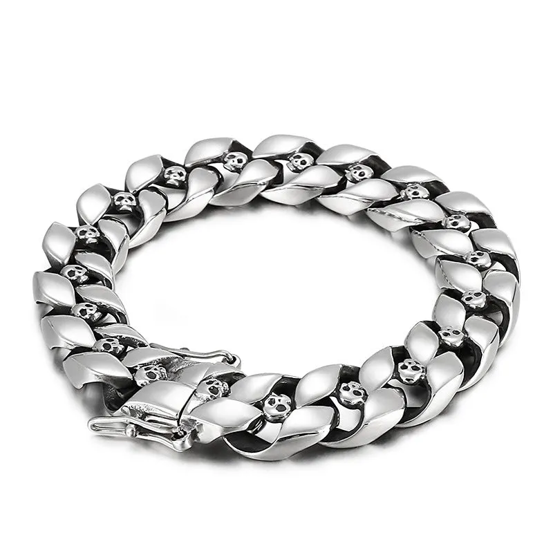 Skull Charm Cuban Chain Bracelet for Stylish Men