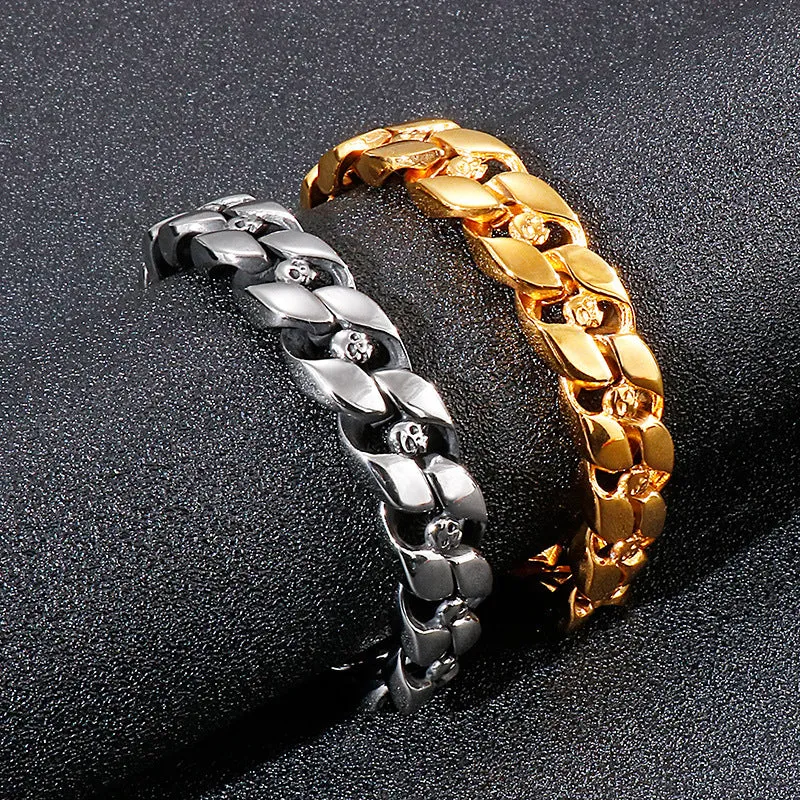 Skull Charm Cuban Chain Bracelet for Stylish Men