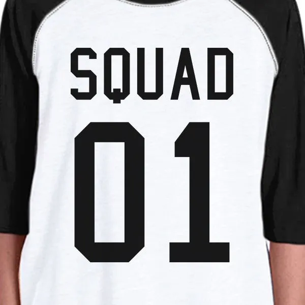 Squad01 Kids Black And White Baseball Shirt
