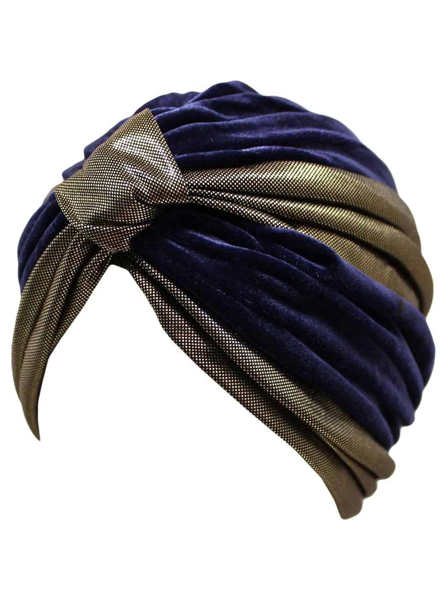 Two-Tone Velour Fashion Turban Head Wrap
