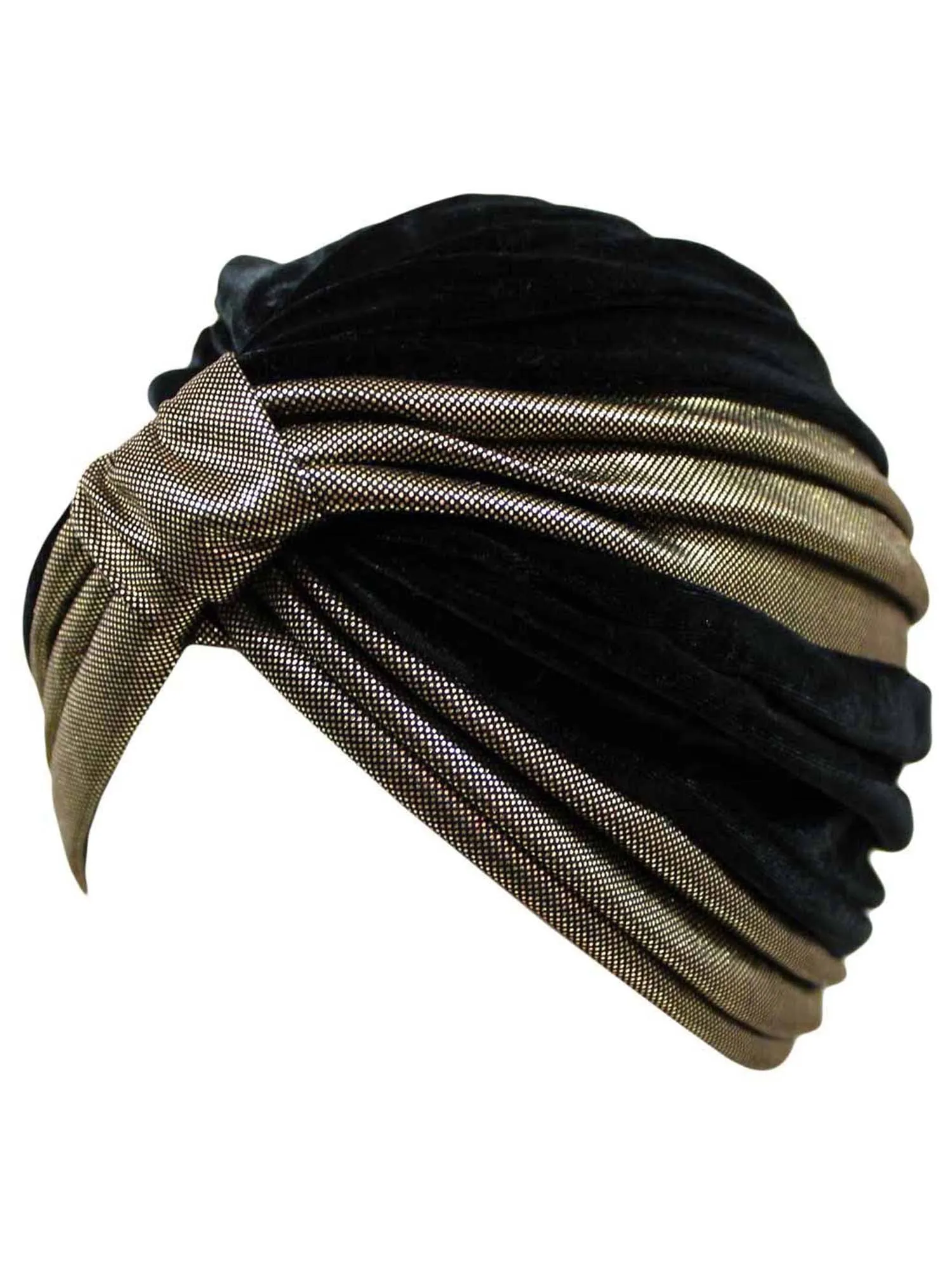 Two-Tone Velour Fashion Turban Head Wrap
