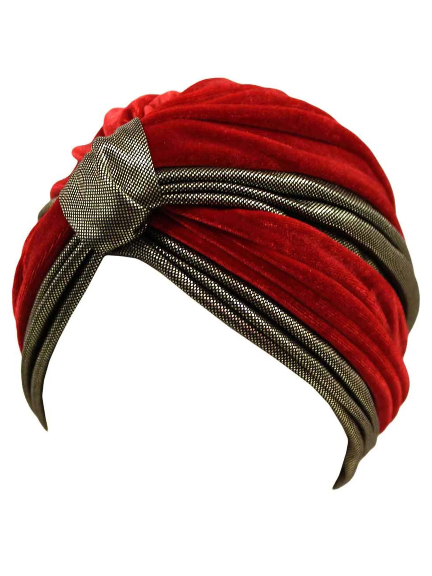 Two-Tone Velour Fashion Turban Head Wrap