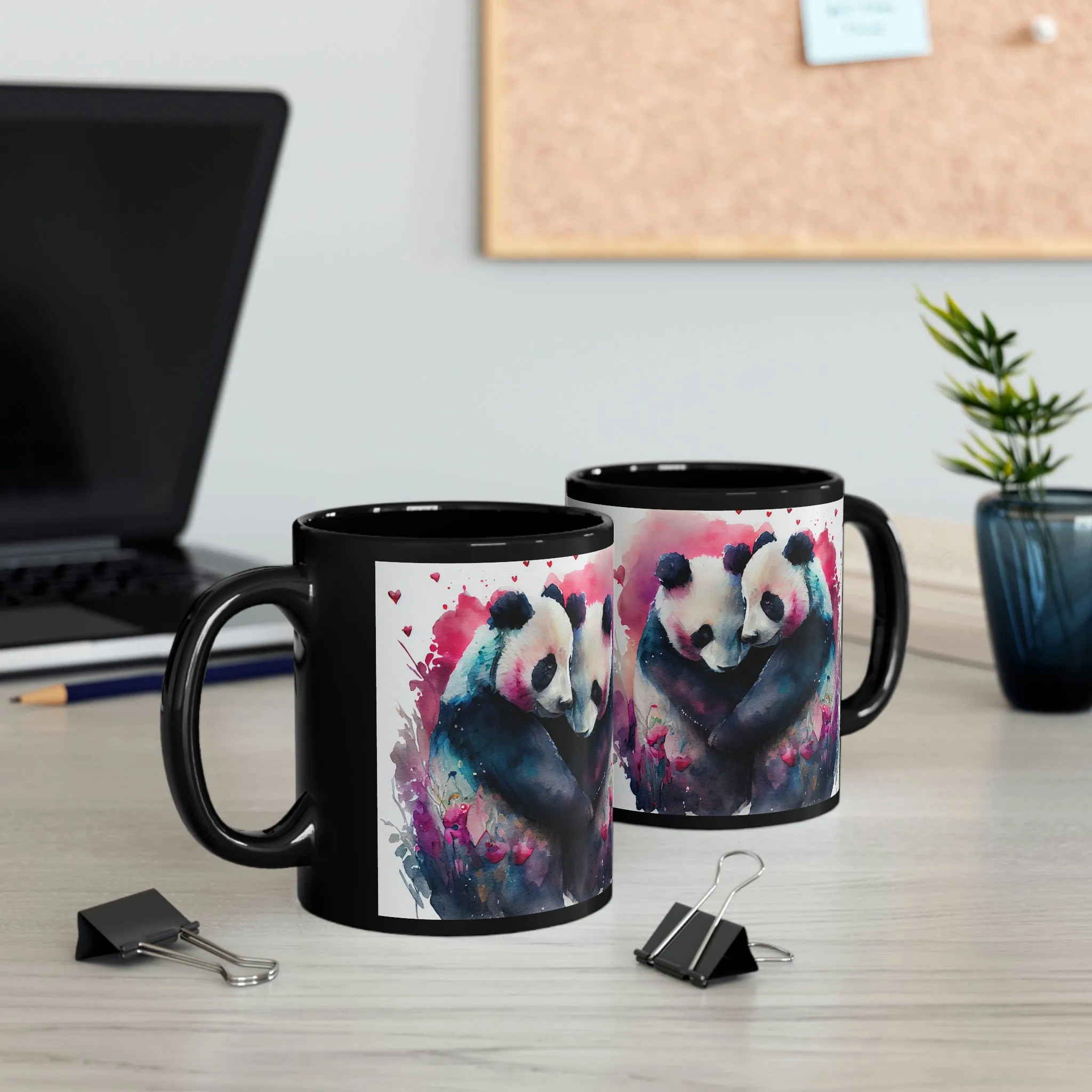 Valentines Panda 06 - Black mug 11oz